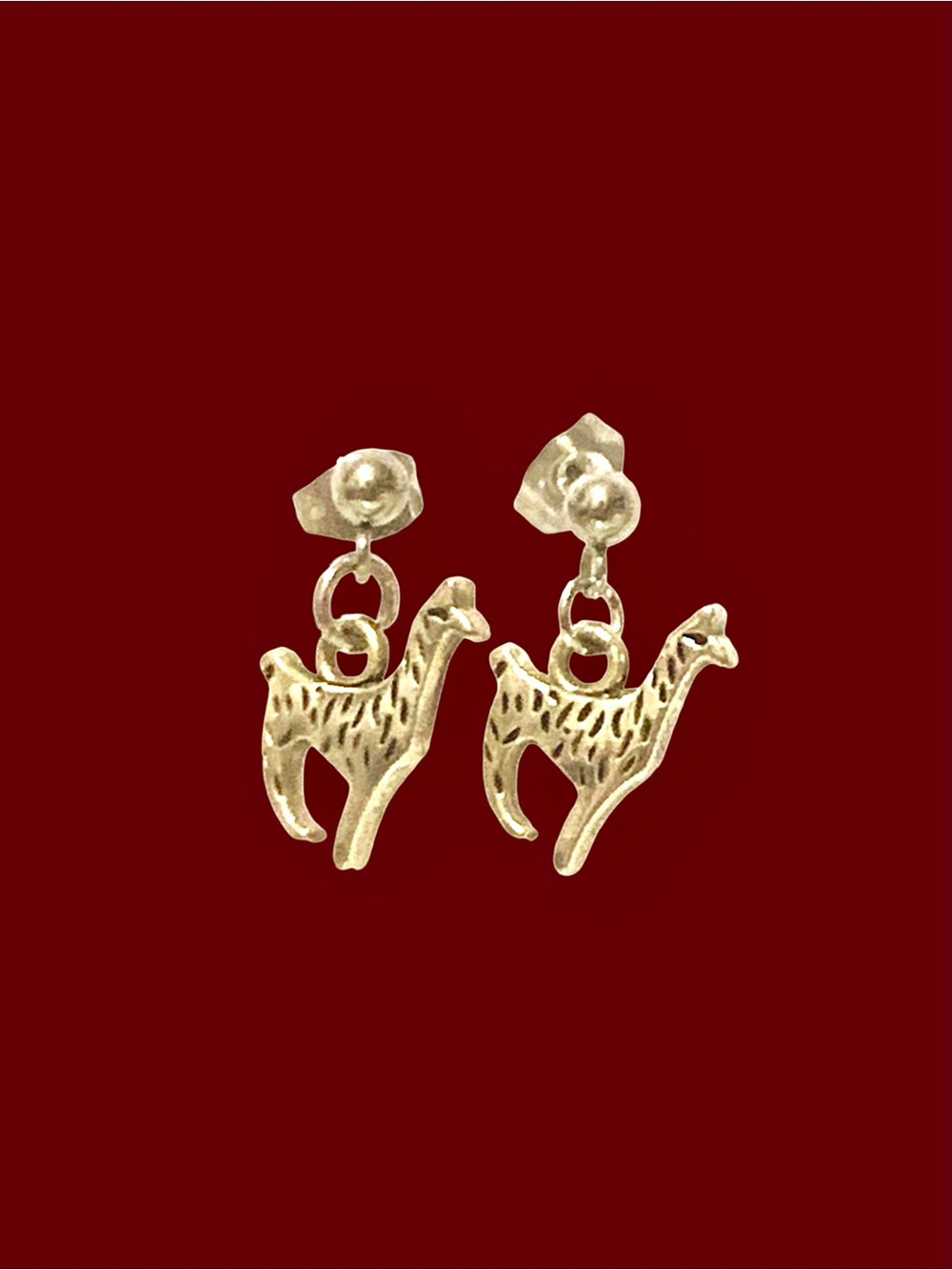 Silver-tone Llama Dangle Stud Earrings by Alaska wild rose designs
